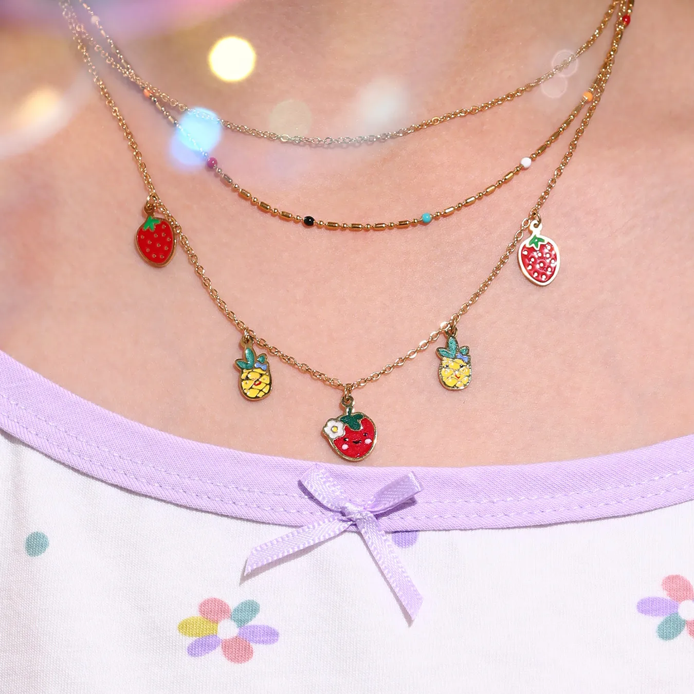 Premium Fruity Charm Kids Jewelry Combo - 18K Gold Plated