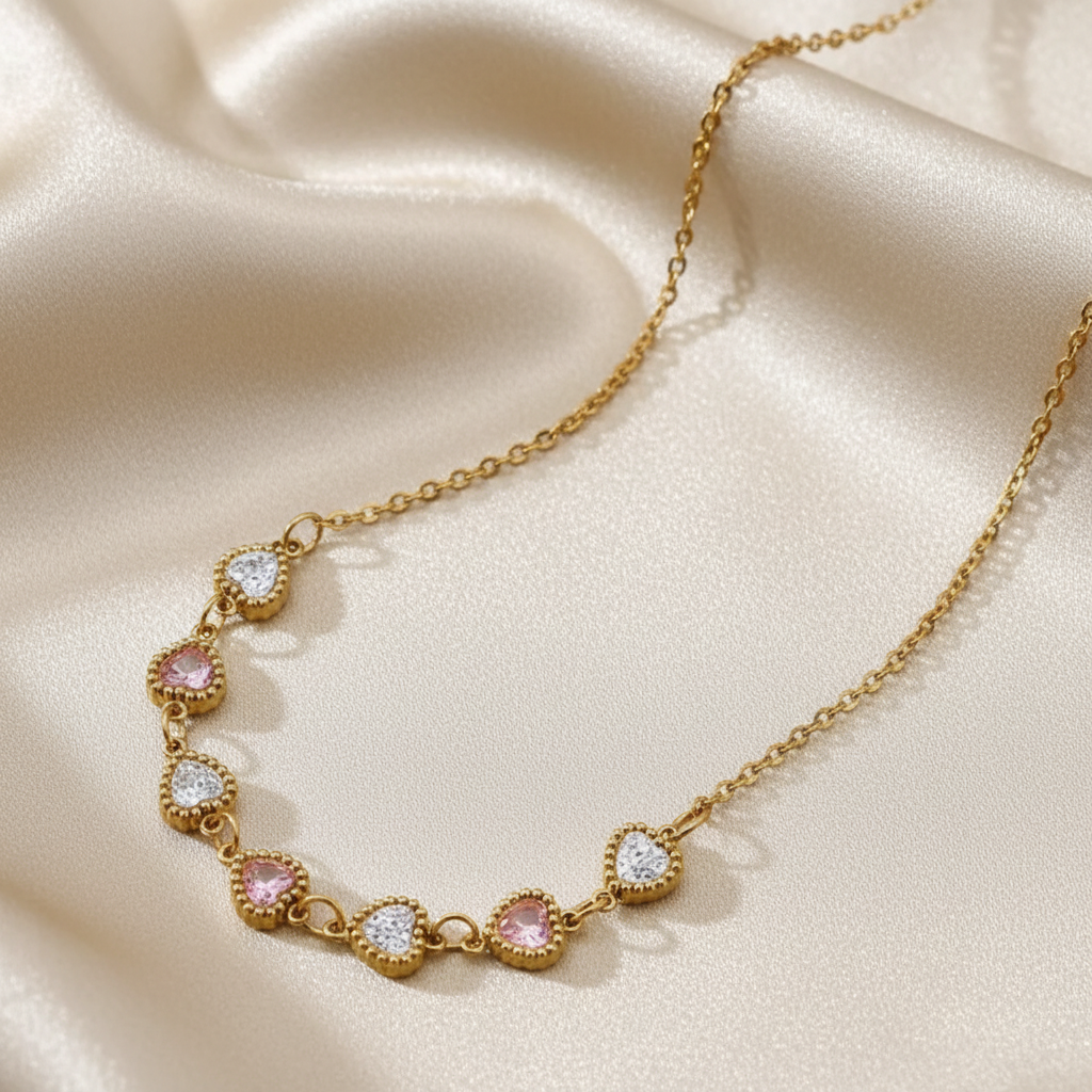 Liora Pink Necklace For Women - 18K Gold Plated