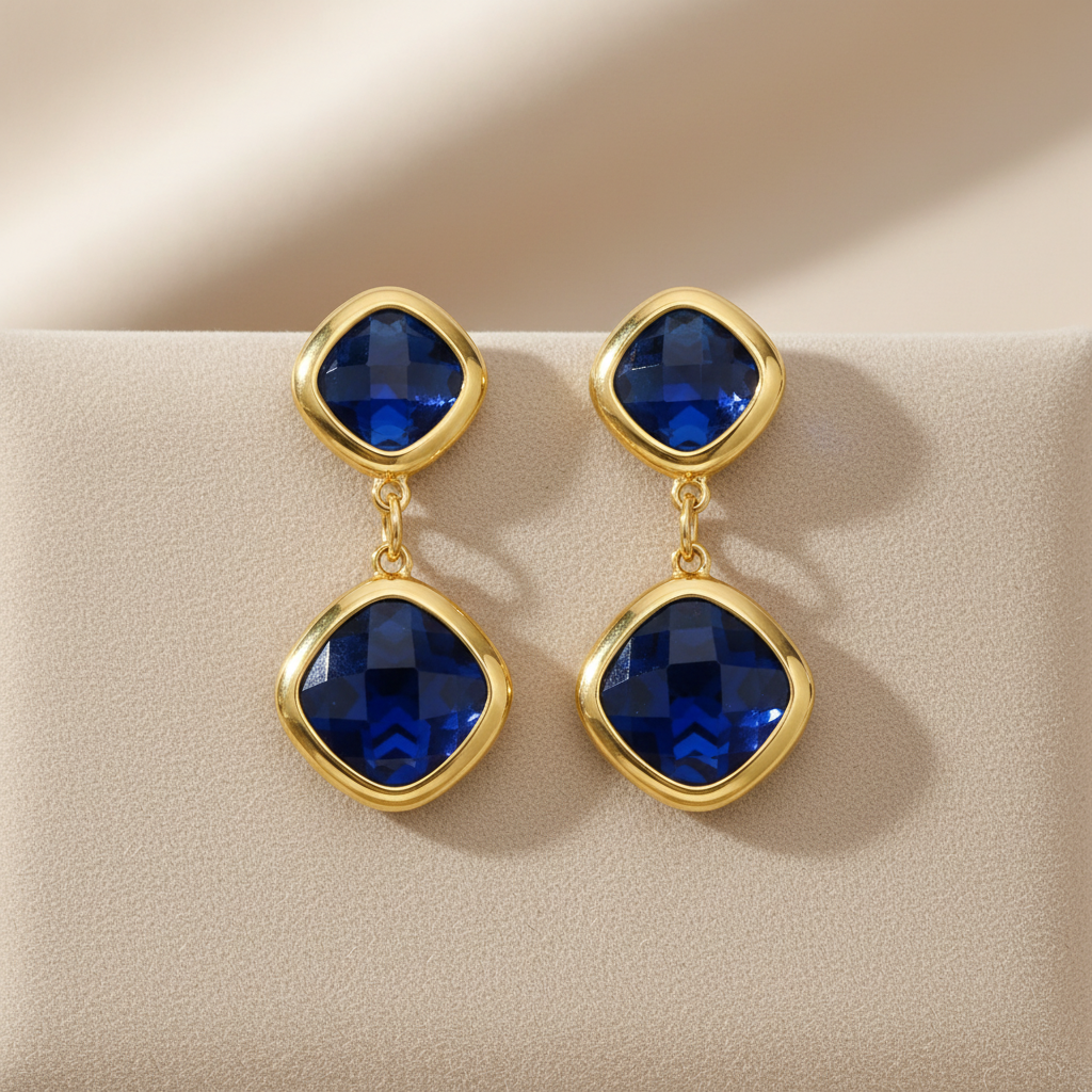 Reina Zafiro Earrings For Women - 18K Gold Plated