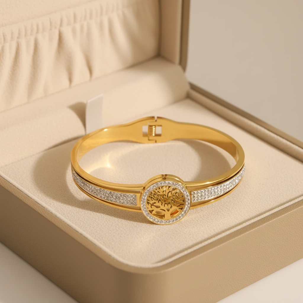 Sama Wisdom Bangle For Women - 18K Gold Plated