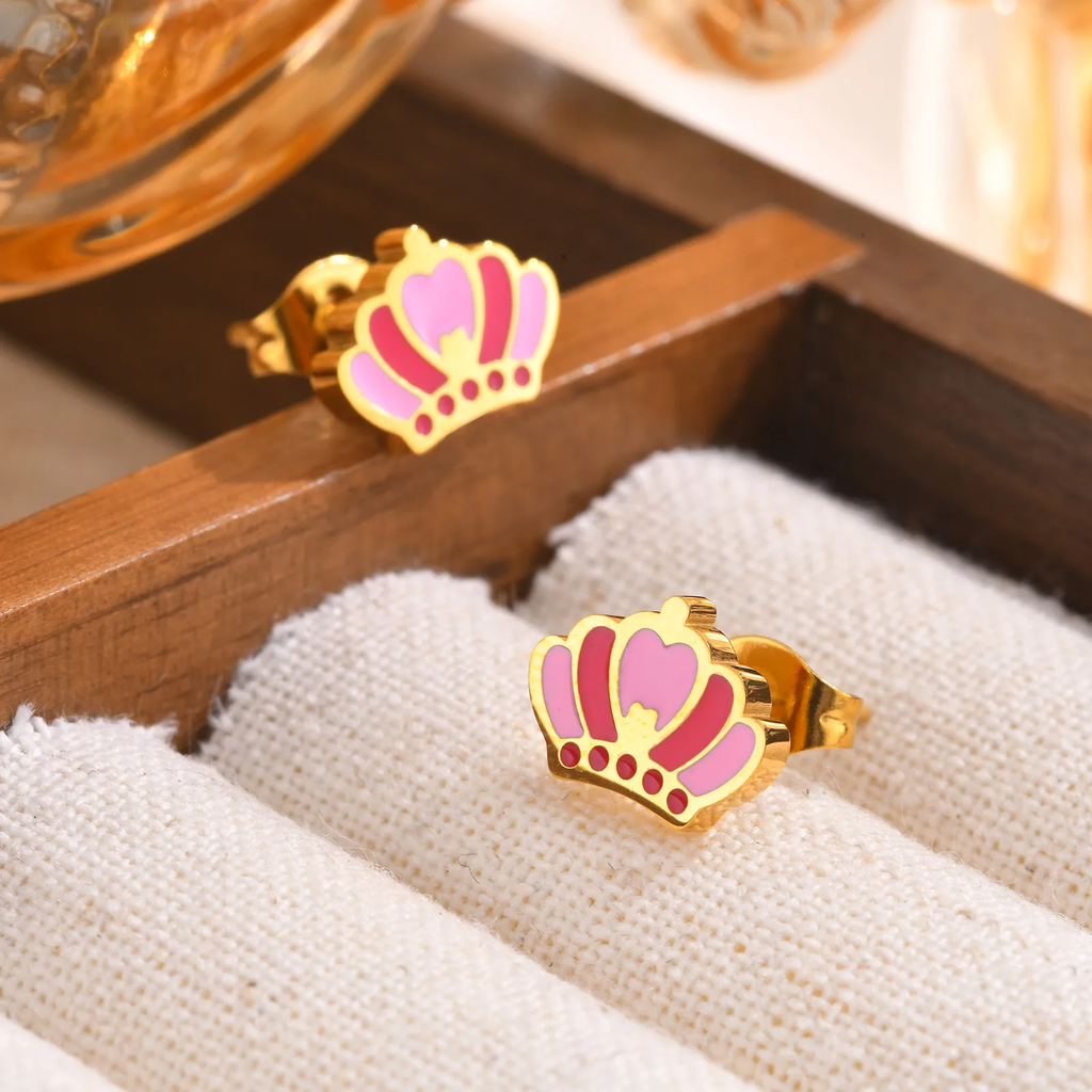 Crown Charm Kids Ear Studs