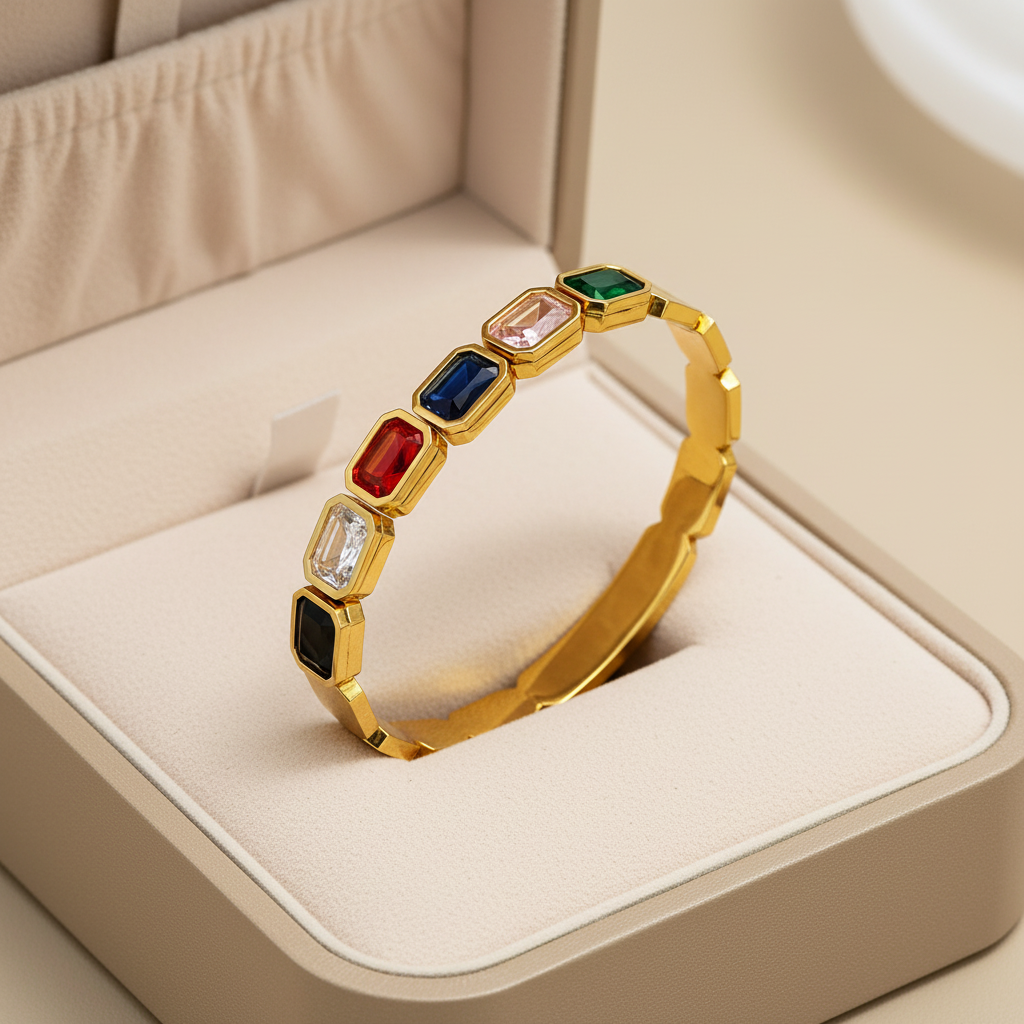 Gemma Vita Bangle For Women - 18K Gold Plated