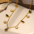 Black Midnight Drops Necklace for Women - 18K Gold Plated