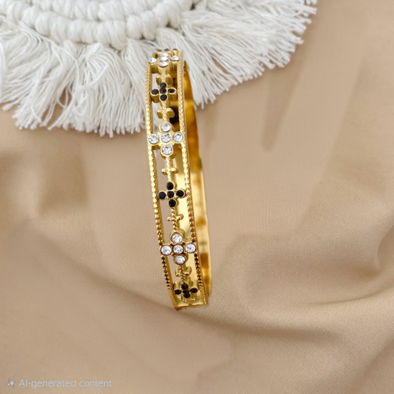 Bella Gemma Bangle For Women - 18K Gold Plated