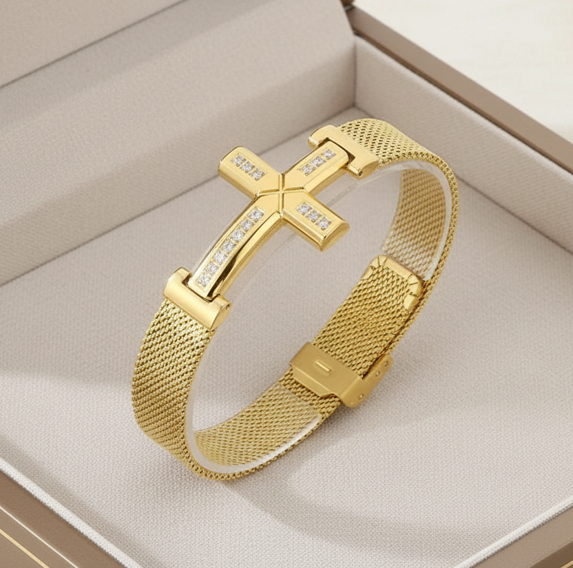 Divina Cross Bracelet For Women - 18K Gold Plated