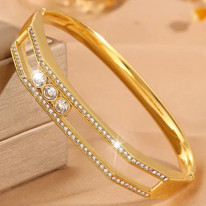 Isla Crystal Bangle for Women - 18K Gold Plated