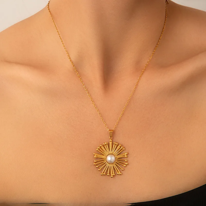 Aethel Sun Necklace for Women - 18K Gold Plated