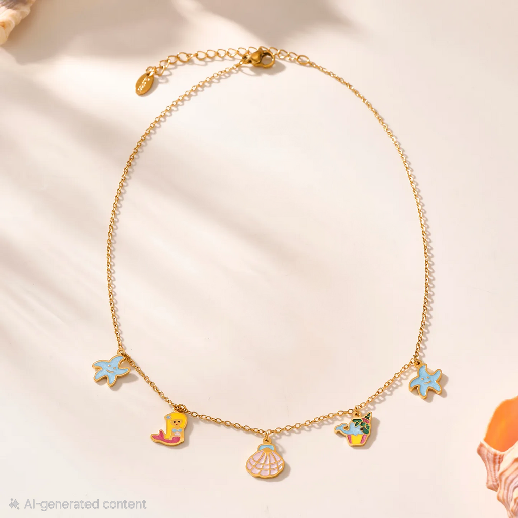 Ocean Treasures Charm Necklace For Kids - 18K Gold Plated - 18K Gold Plated