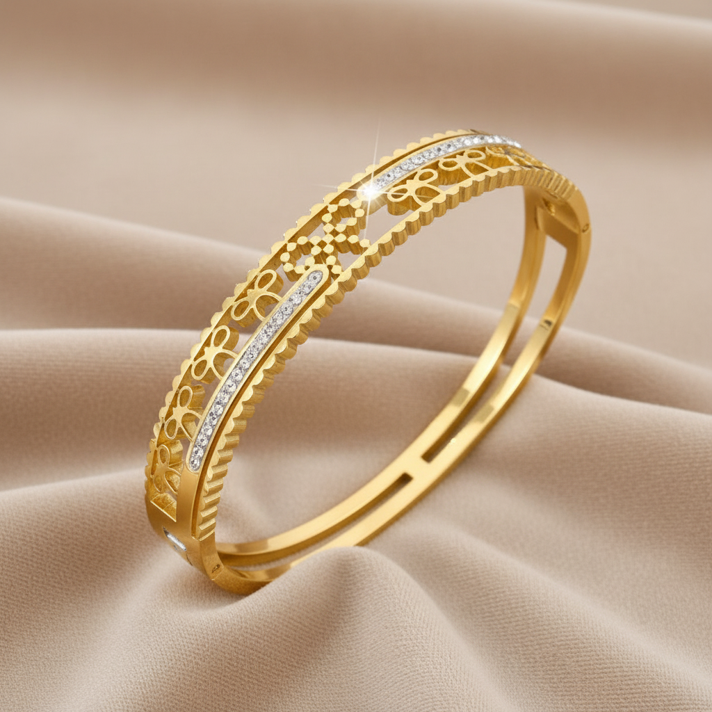 Liora Blossom Bangle for Women - 18K Gold Plated