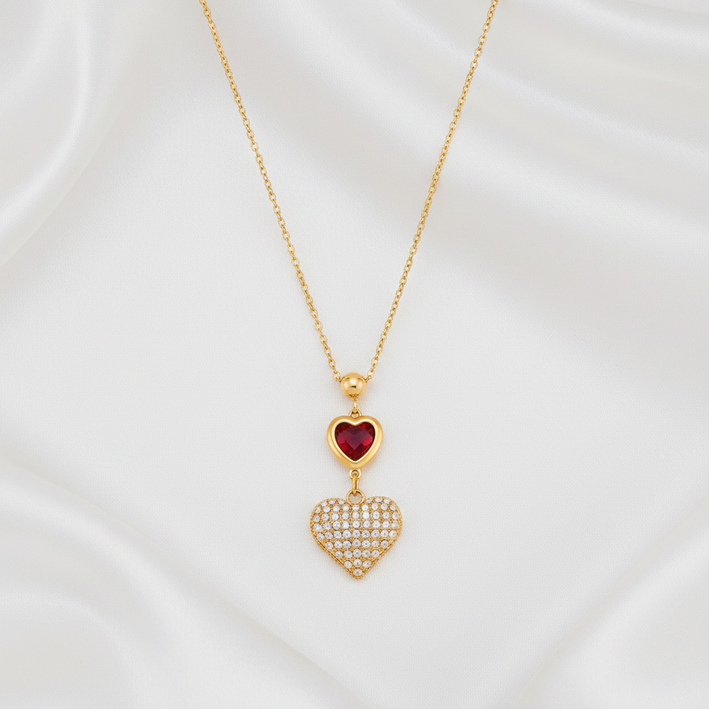 Ruby Sonata Necklace For Women - 18K Gold Plated