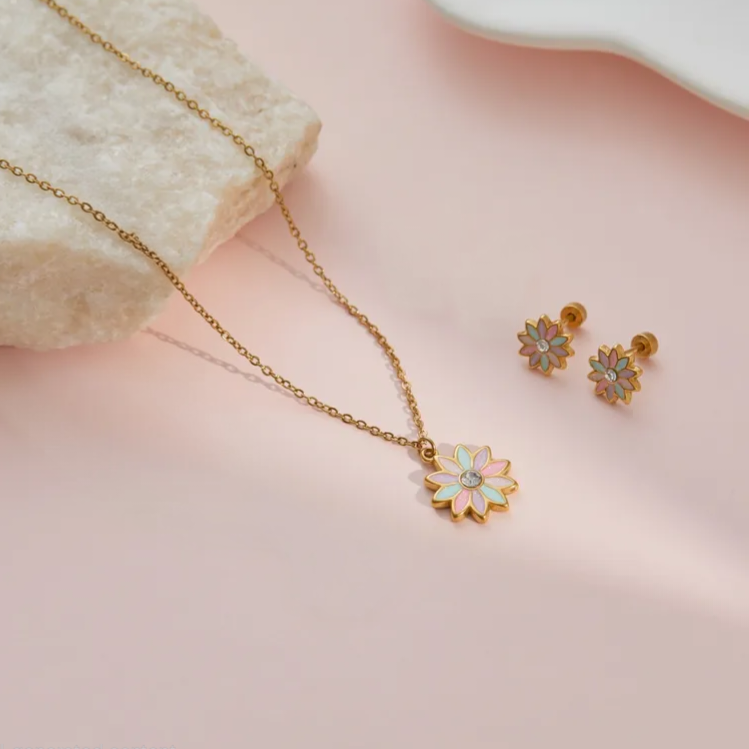 Flower Petal Charm Kids Jewelry Combo