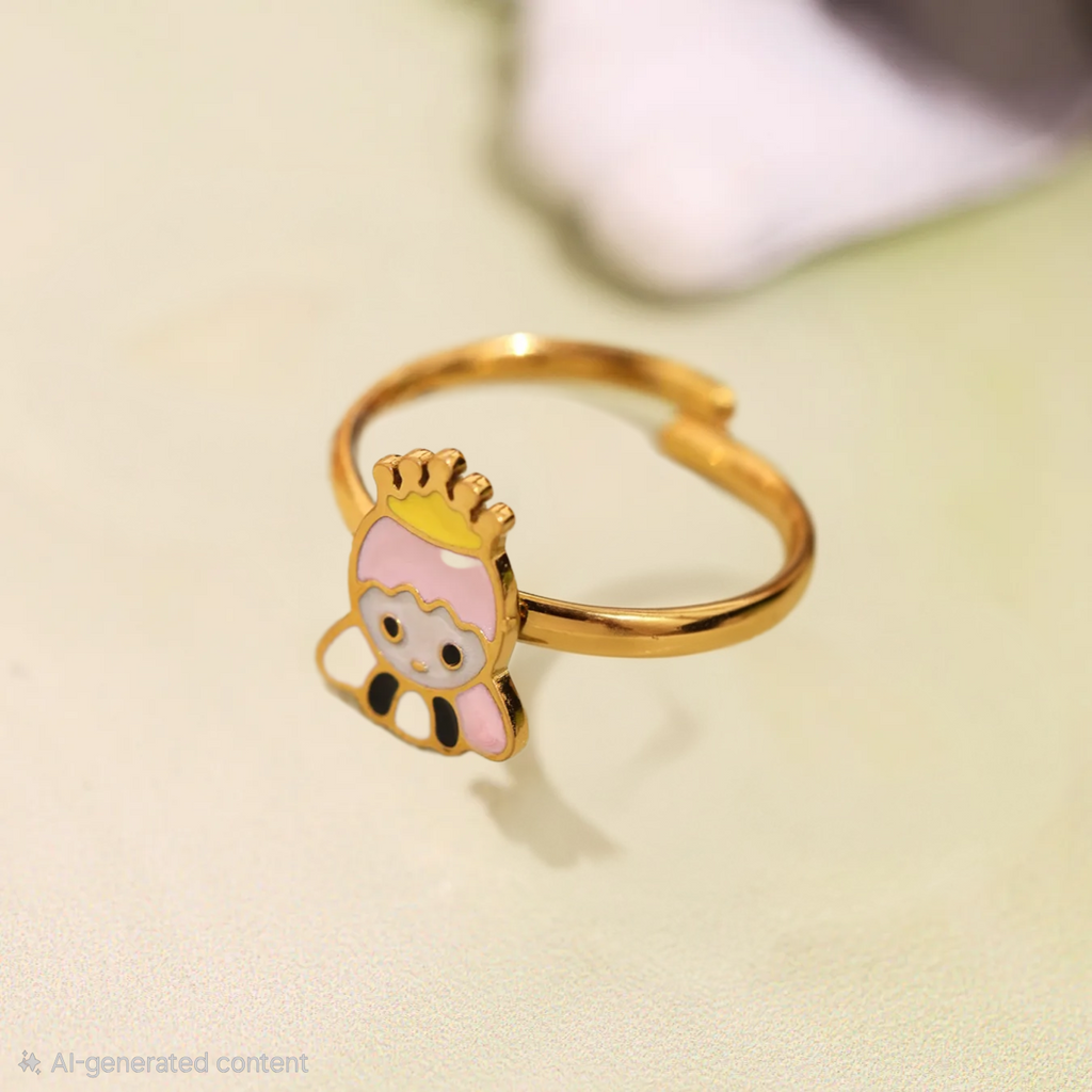 Pink Princess Ring For Kids - 18K Gold Plated