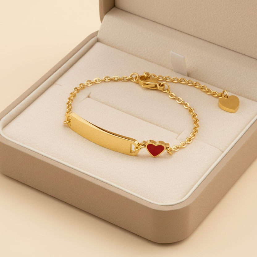 Scarlet Heart Bracelet For Kids - 18K Gold Plated