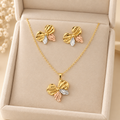 Mar Breeze Necklace with Earrings Set for Women - 18K Gold Plated