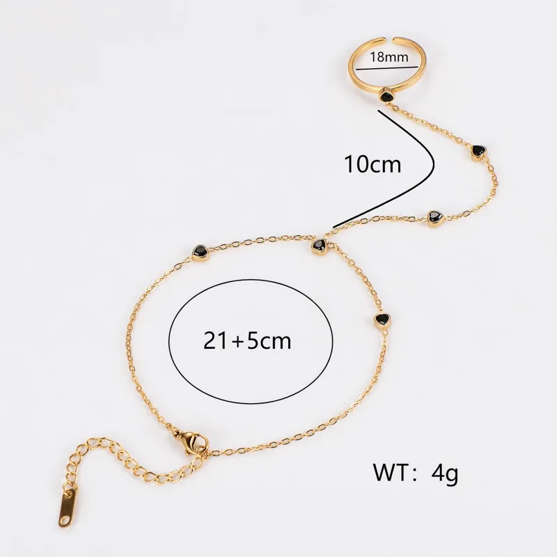 Midnight Heart Hand Chain For Women - 18K Gold Plated
