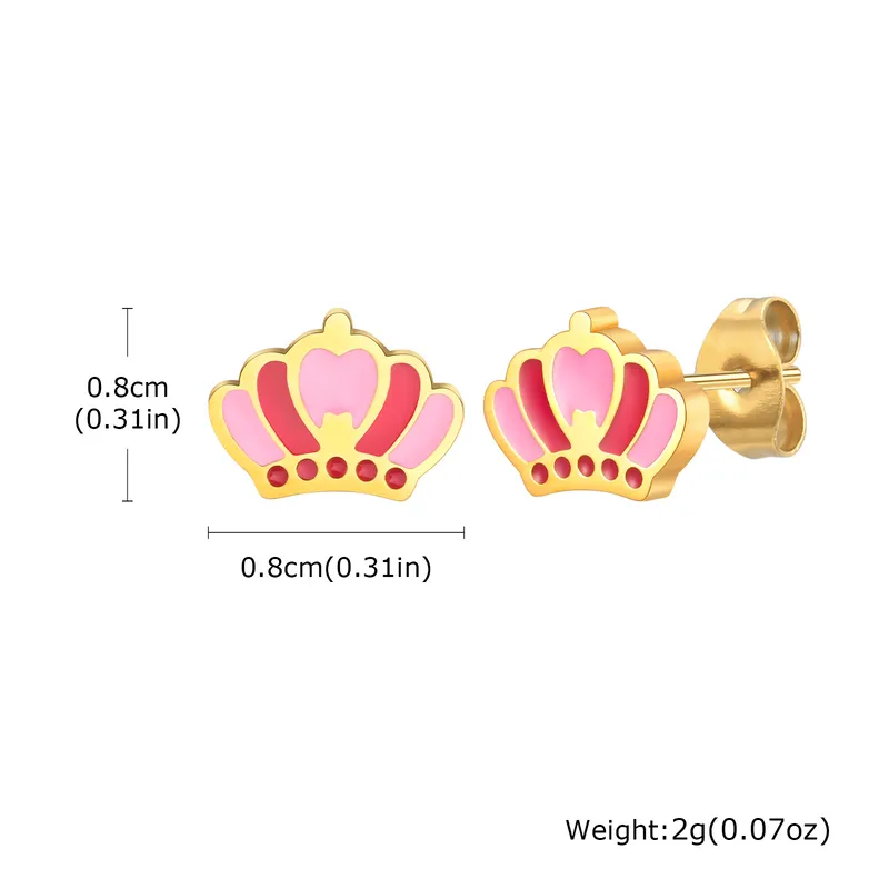 Crown Charm Kids Ear Studs