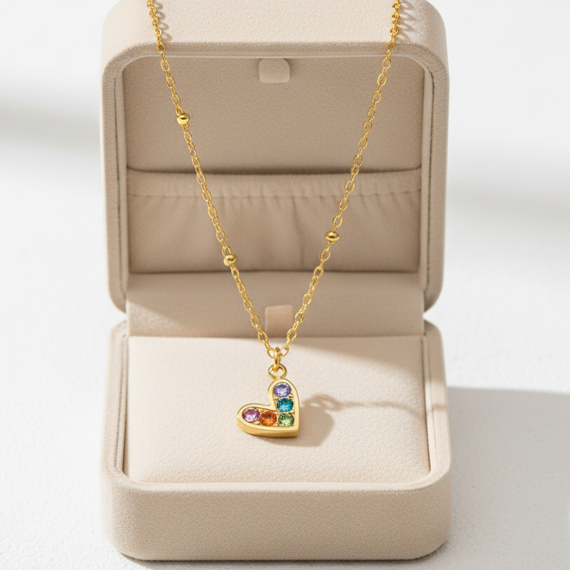 Kaleido Heart Necklace For Women - 18K Gold Plated