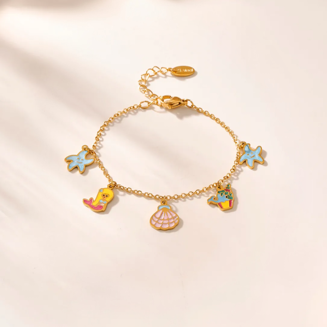 Ocean Treasures Charm Bracelet For Kids - 18K Gold Plated