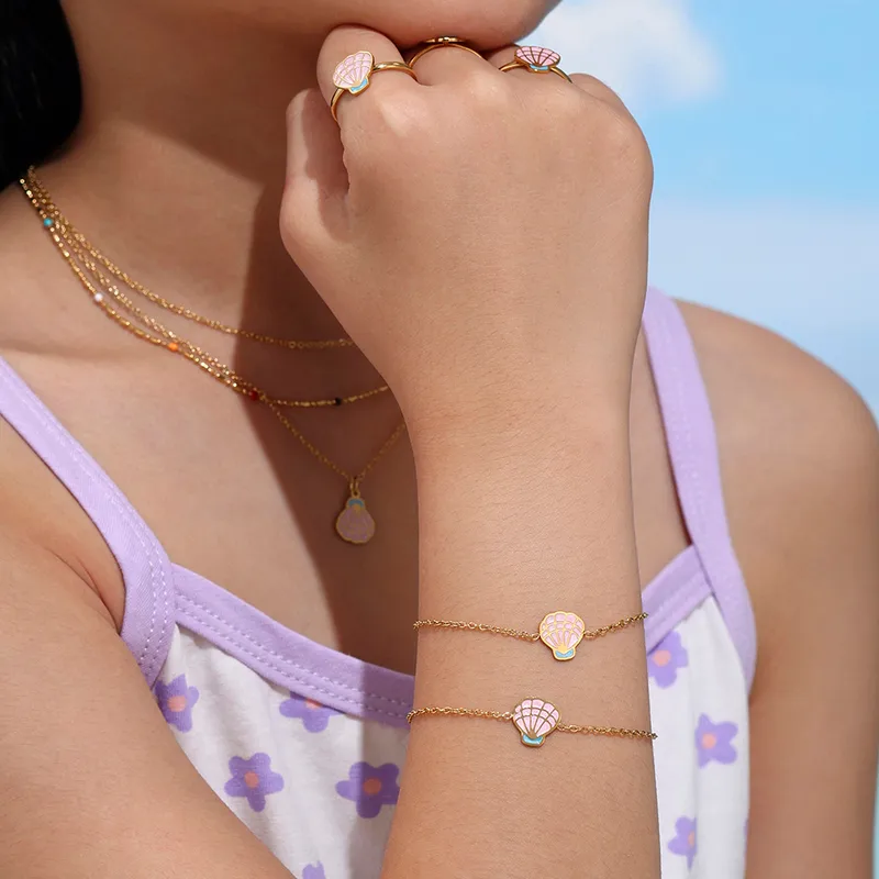 Aquaria Seashell Bracelet for Kids - 18K Gold Plated