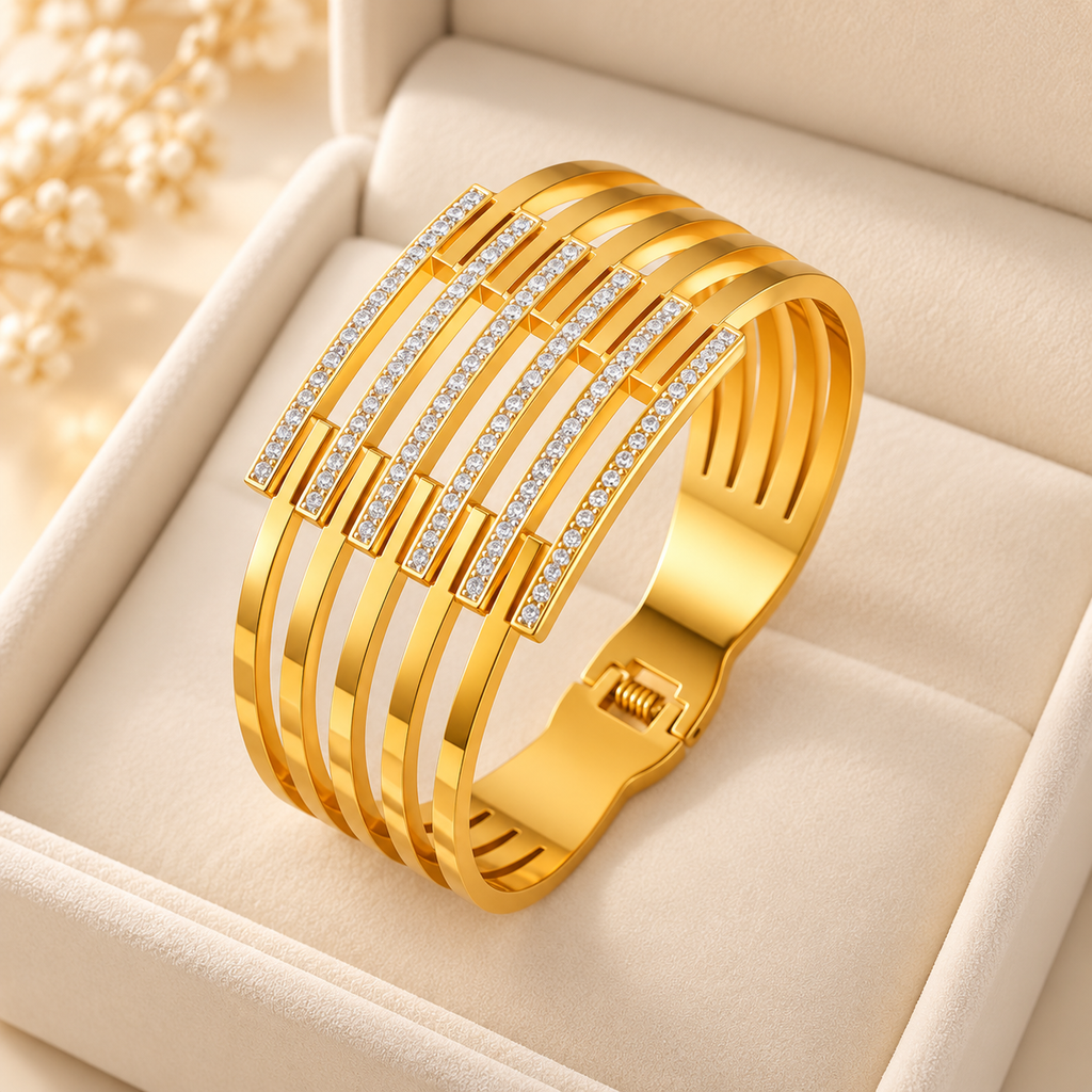 Monarch Matrix Bangle for Women - 18K Gold Plated