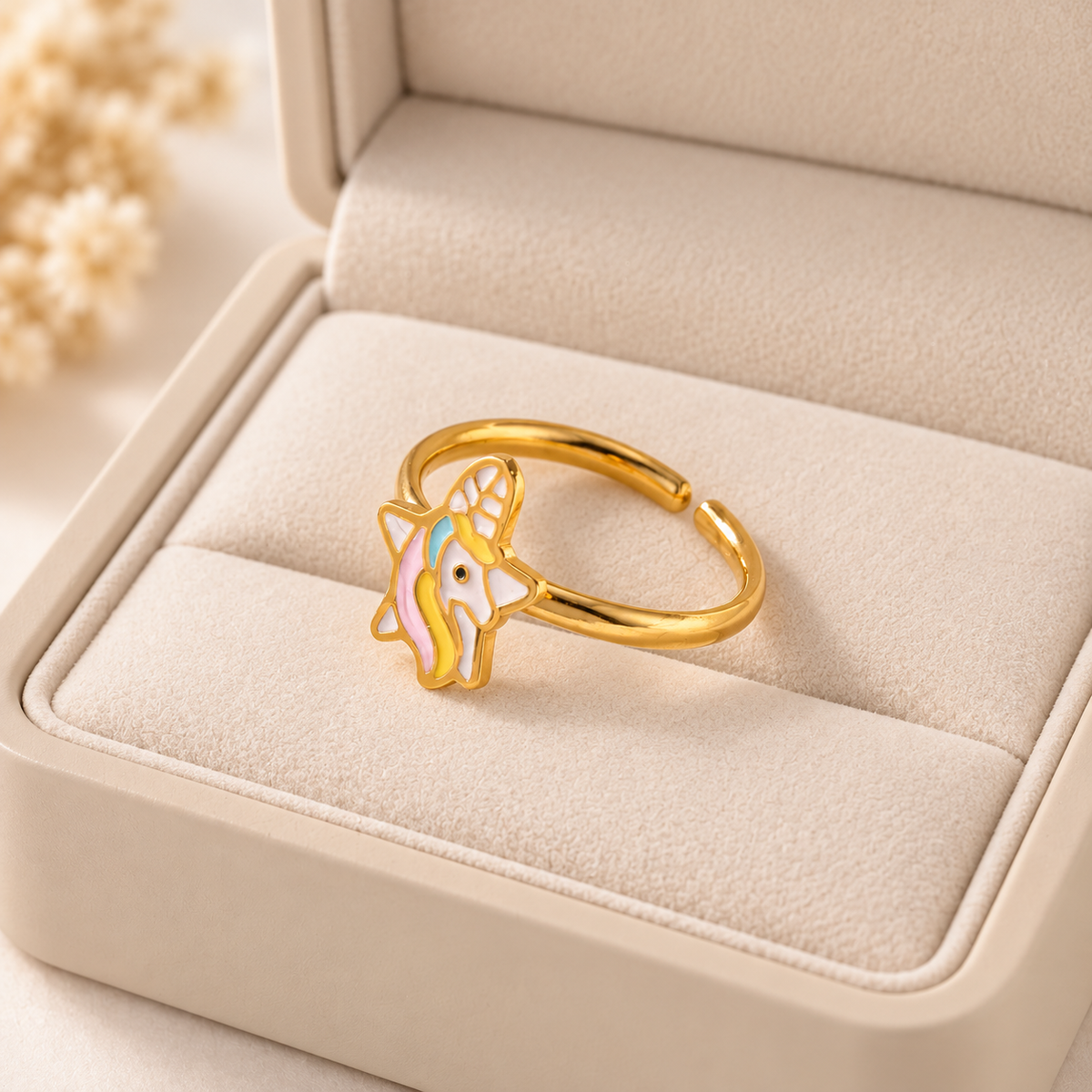 Golden Unicorn Ring For Kids - 18K Gold Plated