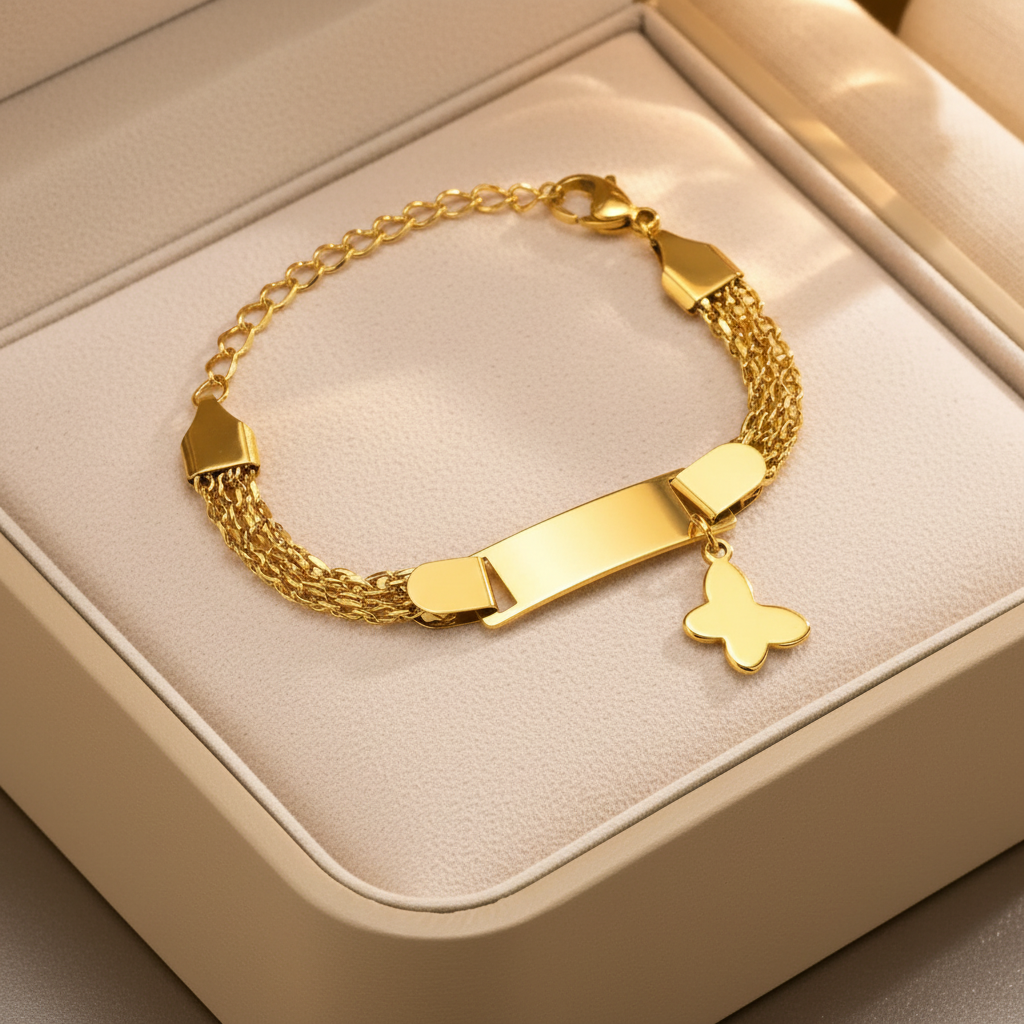 Butterfly Charm Bracelet For Kids - 18K Gold Plated
