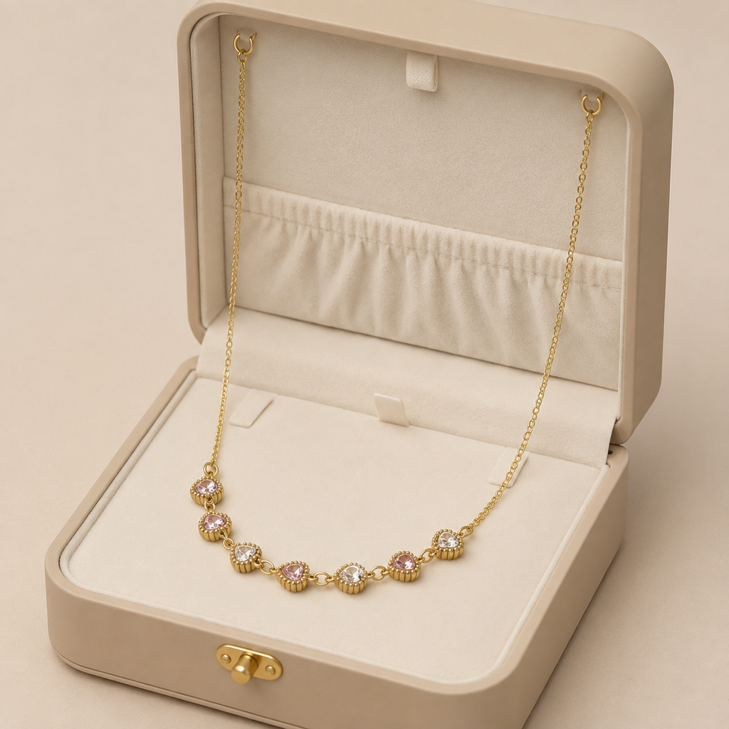 Liora Pink Necklace For Women - 18K Gold Plated