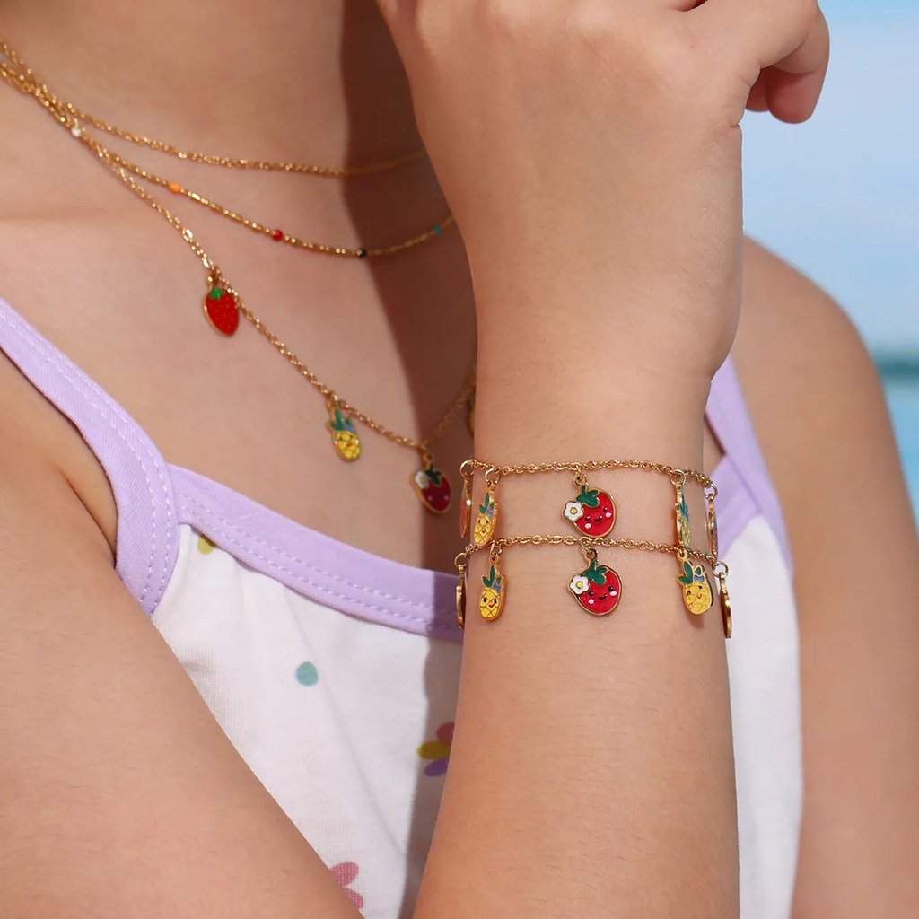 Premium Fruity Charm Kids Jewelry Combo - 18K Gold Plated
