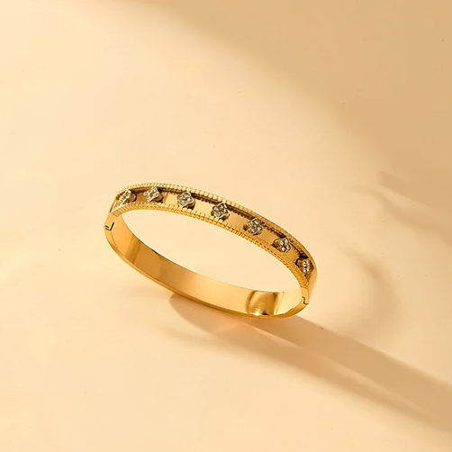 Blossom Grace Bangle for Women - 18K Gold Plated