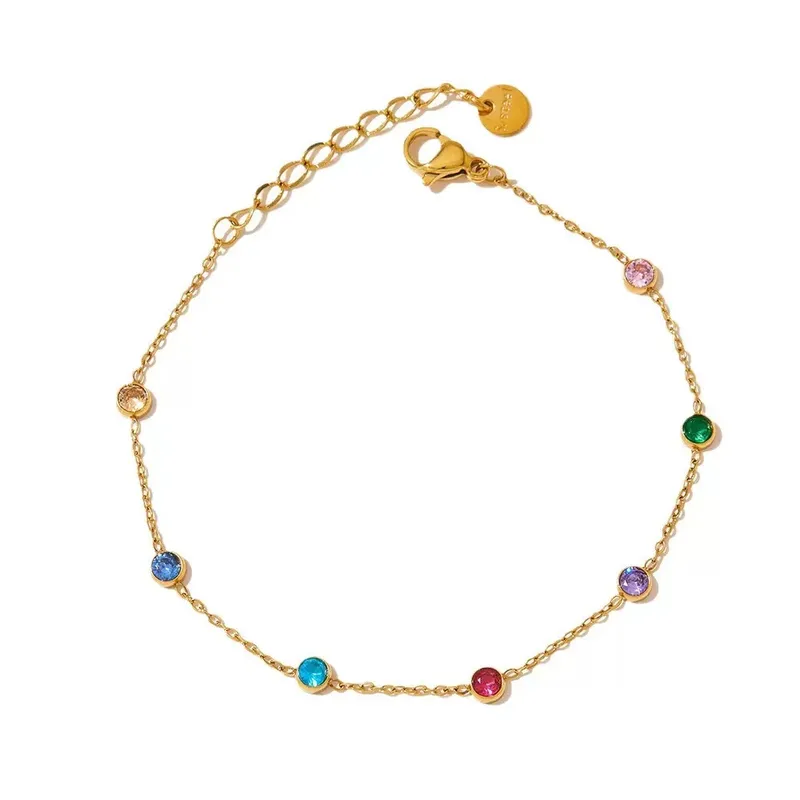 Chroma Bezel Anklet For Kids - 18K Gold Plated