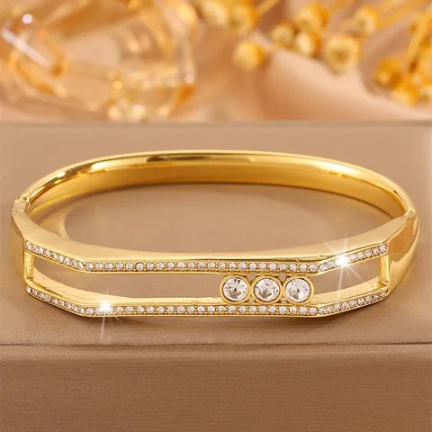 Isla Crystal Bangle for Women - 18K Gold Plated