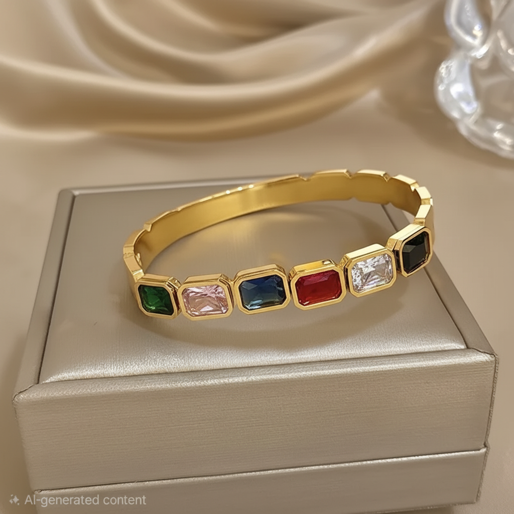 Gemma Vita Bangle For Women - 18K Gold Plated