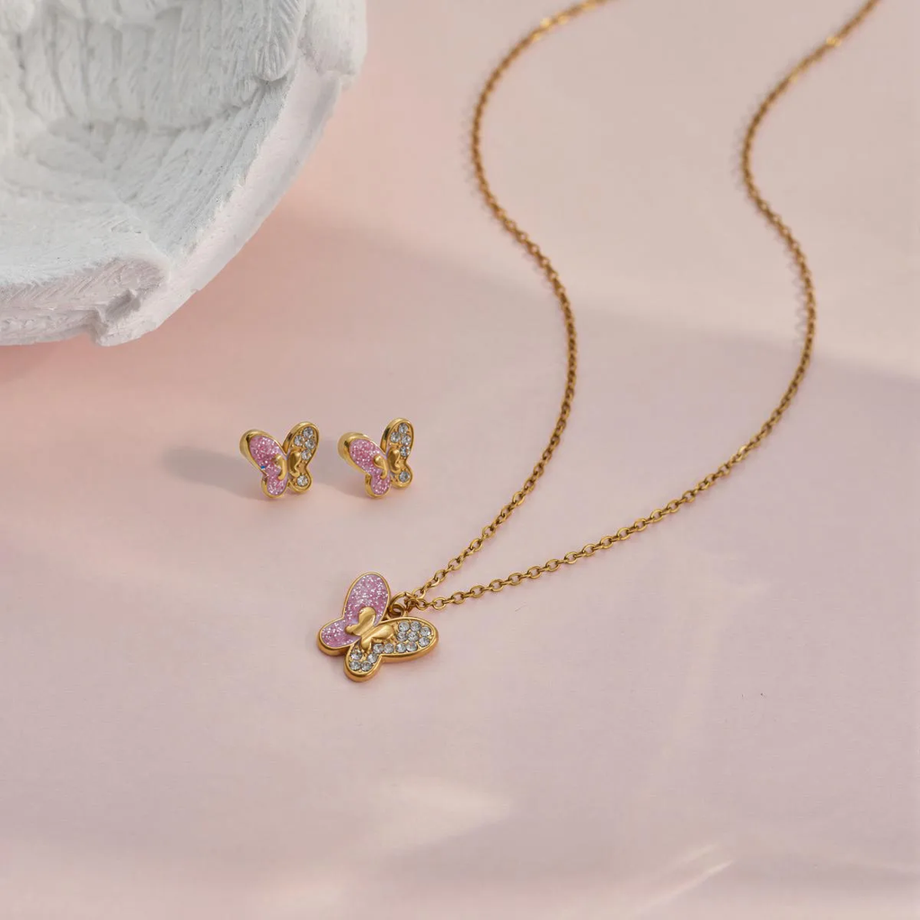 Butterfly Sparkle Charm Kids Jewelry Combo