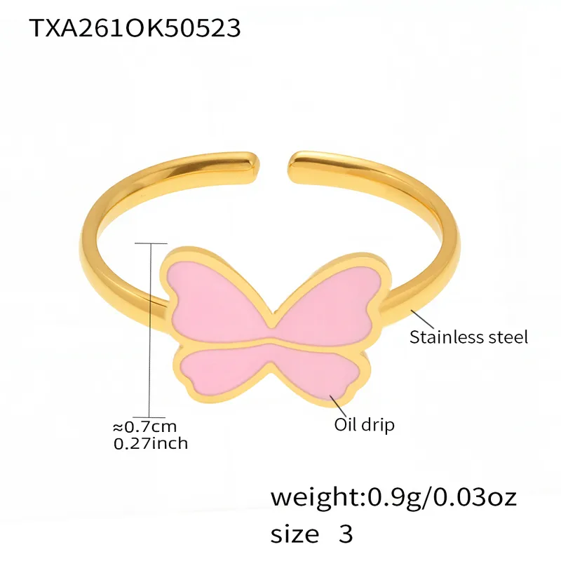 Rosy Wings Ring For Kids - 18K Gold Plated