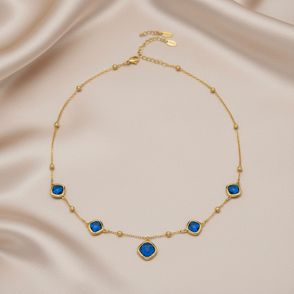 Reina Zafiro Necklace For Women - 18K Gold Plated