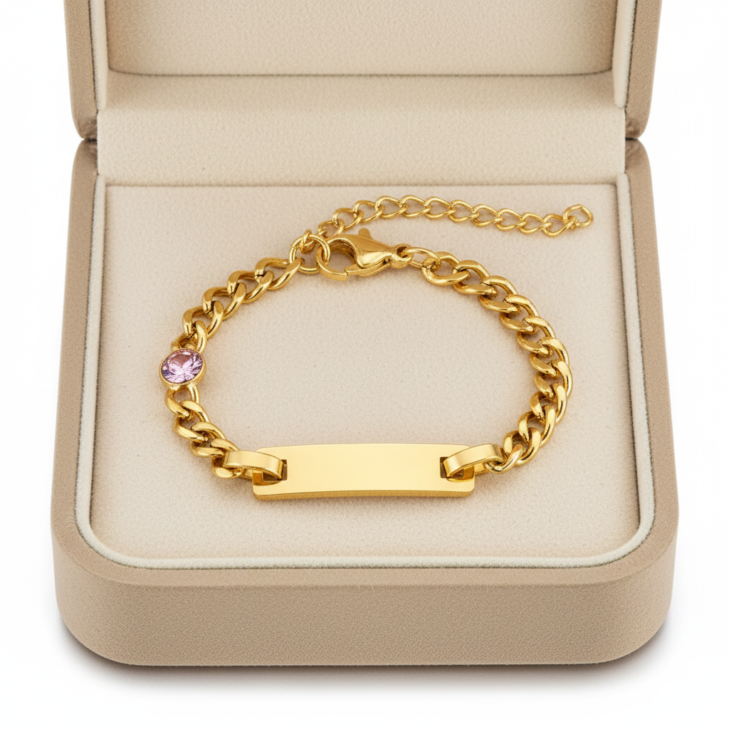 Violet Sparkling Stone Bracelet For Kids - 18K Gold Plated