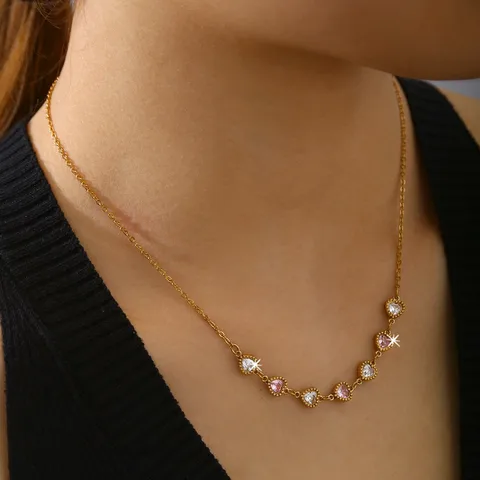 Liora Pink Necklace For Women - 18K Gold Plated