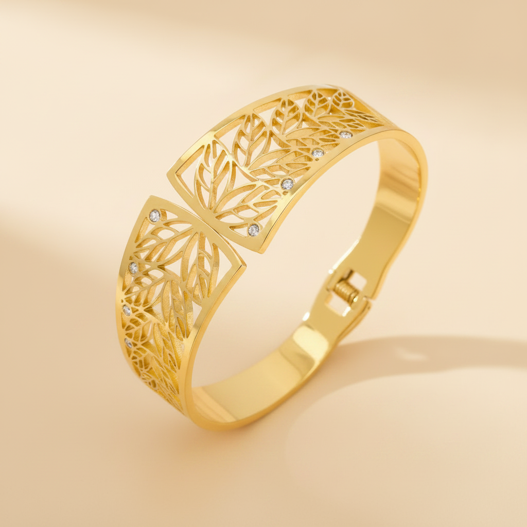 Botanica Gold Bangle For Women - 18K Gold Plated