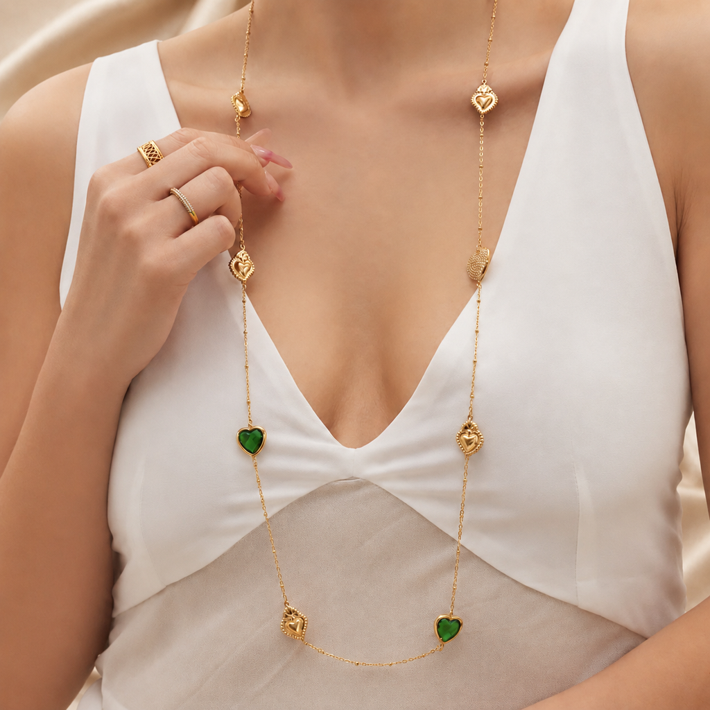 Mystic Jade Opera Necklace For Women - 18K Gold Plated