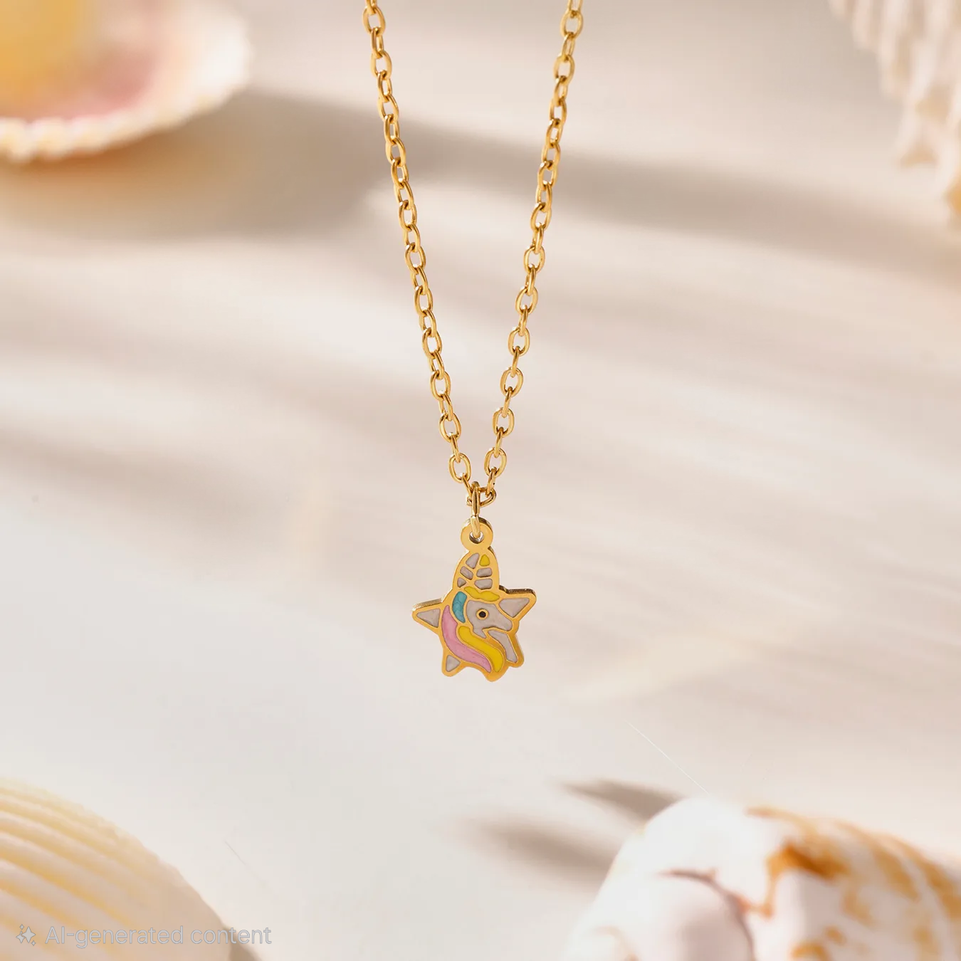 Golden Unicorn Necklace For Kids - 18K Gold Plated