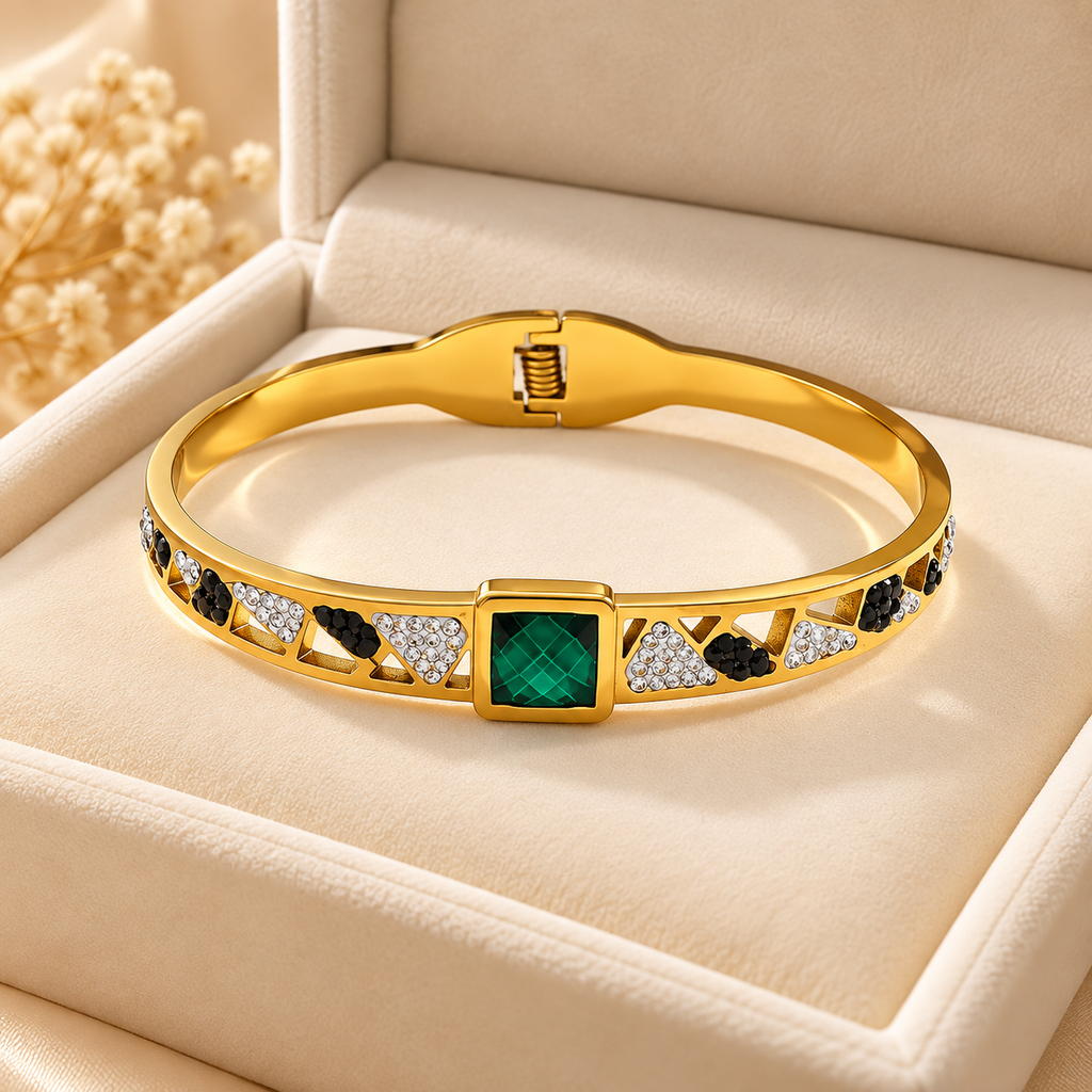 Verde Notte Bangle for Women _ 18K Gold Plated