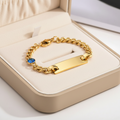 Blue Sparkling Stone Bracelet For Kids - 18K Gold Plated