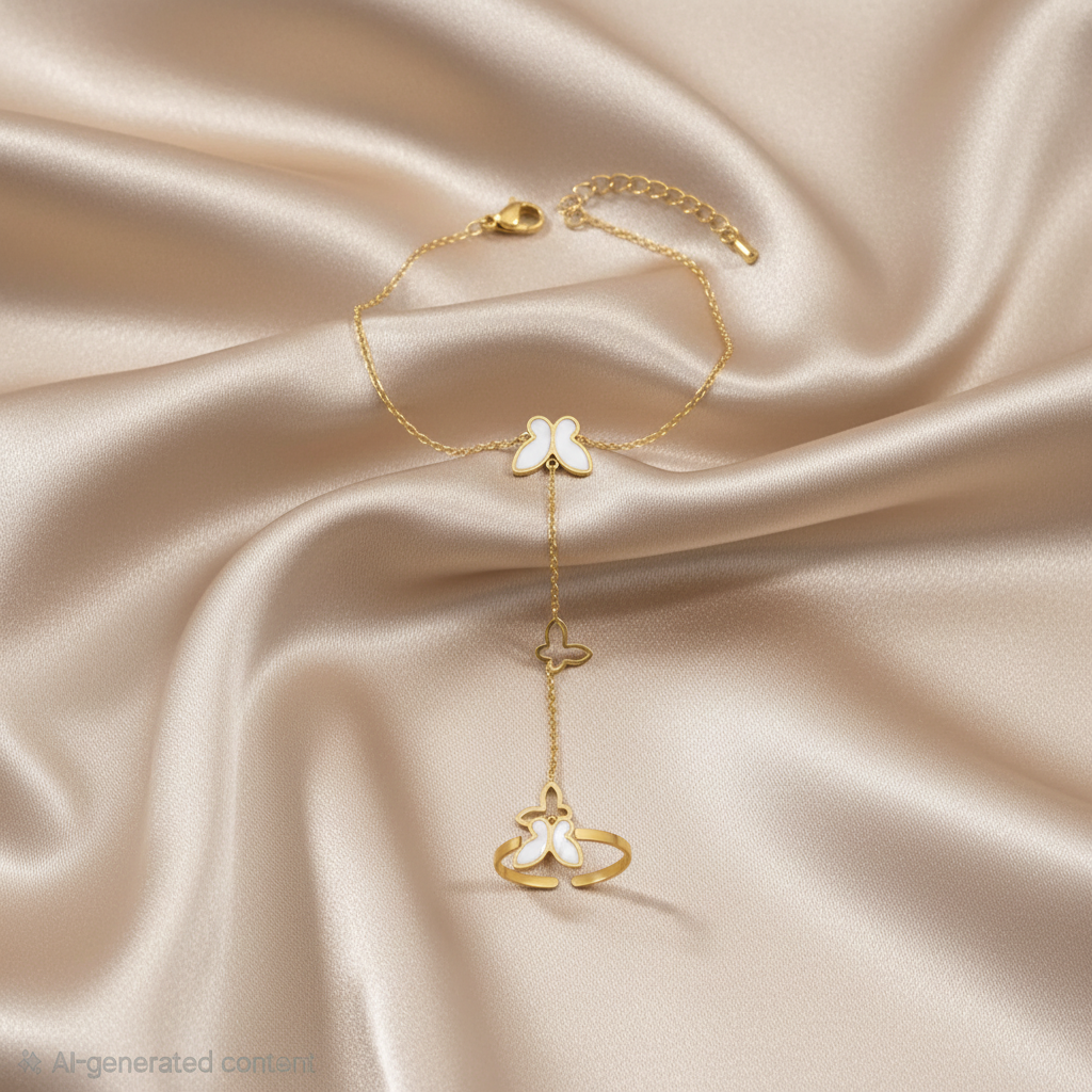 Alabaster Wing Hand Chain for Women - 18K Gold Plated