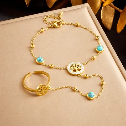 Eternal Tree Hand Chain for Women - 18K Gold Plated