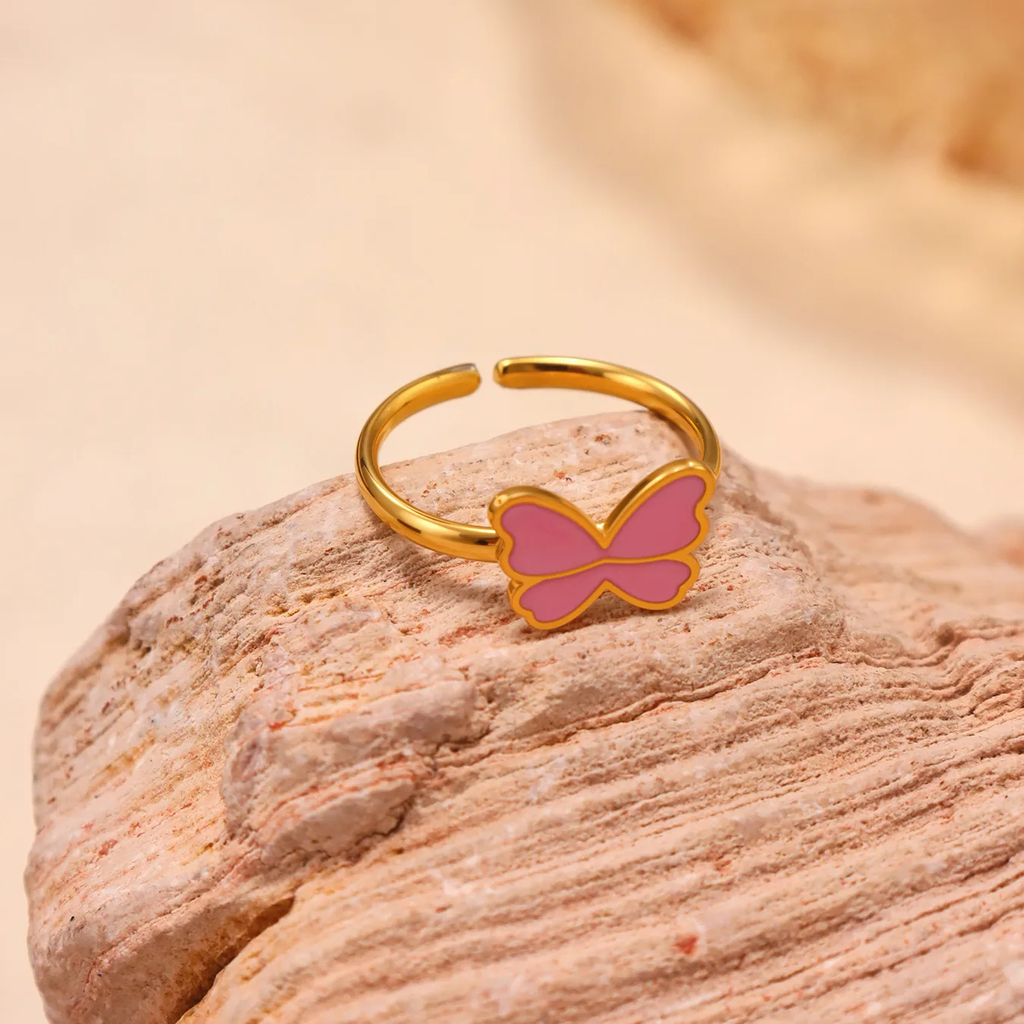 Rosy Wings Ring For Kids - 18K Gold Plated
