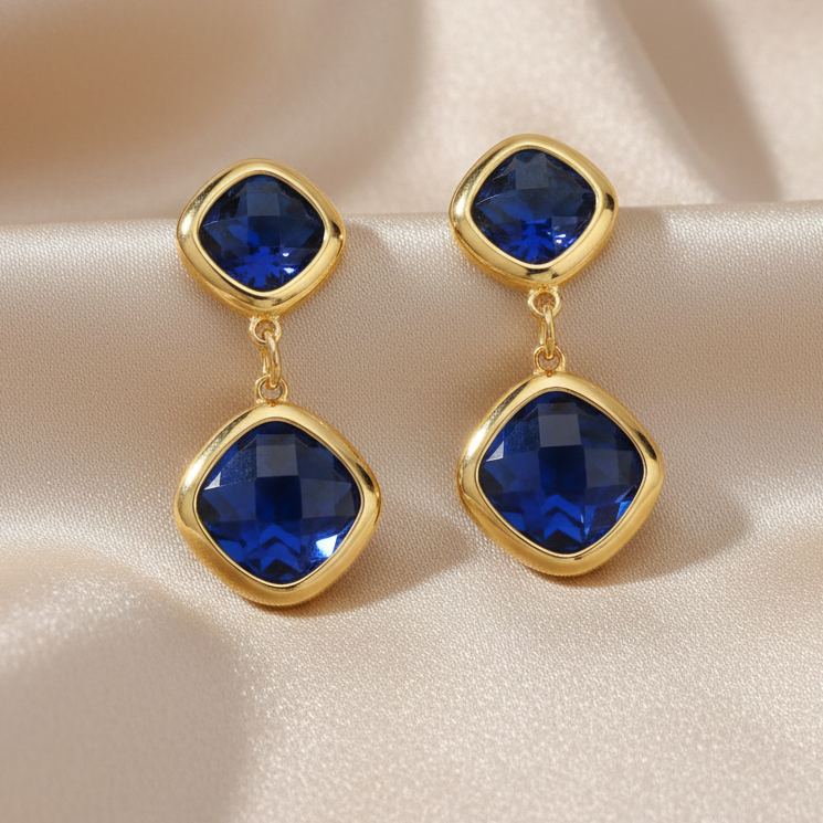 Reina Zafiro Earrings For Women - 18K Gold Plated