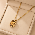Amber Halo Necklace For Women - 18K Gold Plated