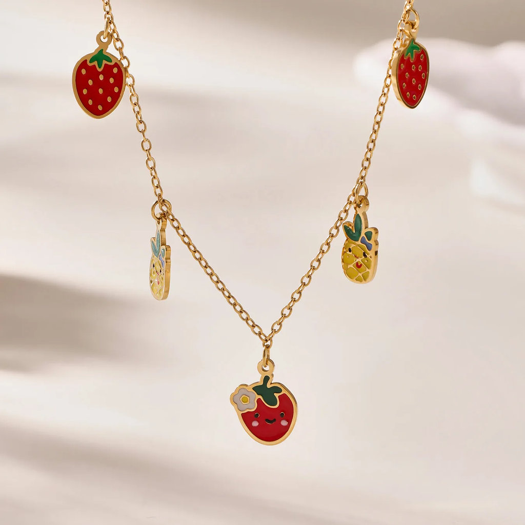 Premium Fruity Charm Kids Jewelry Combo - 18K Gold Plated