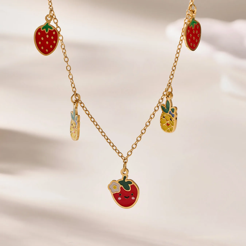 Premium Fruity Charm Kids Jewelry Combo - 18K Gold Plated