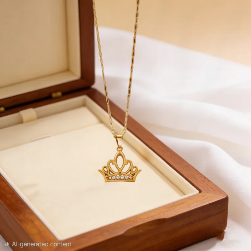 Royal Crown Necklace For Women - 18K Gold Plated